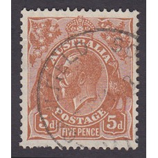 Australian  King George V  5d Brown   Wmk  C of A  Plate Variety 3L33..